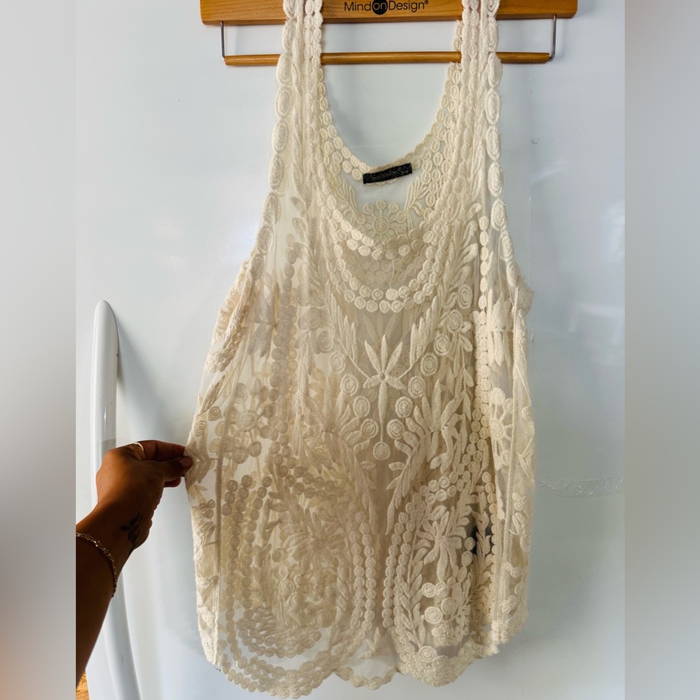 White Lace Sleeveless Top